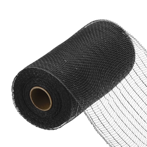 Uxcell 6 Inch Glitter Poly Burlap Mesh for Wreath Ribbon 10 Yard Black