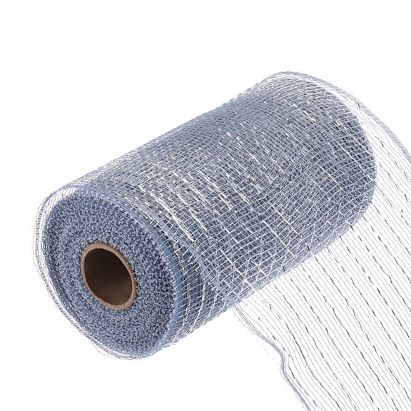 Uxcell 6 Inch Glitter Poly Burlap Mesh for Wreath Ribbon 10 Yard Clear Gray & Silver