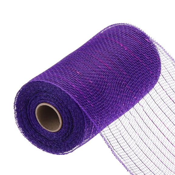 Uxcell 6 Inch Glitter Poly Burlap Mesh for Wreath Ribbon 10 Yard Dark Purple