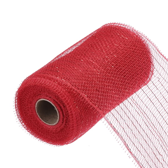 Uxcell 6 Inch Glitter Poly Burlap Mesh for Wreath Ribbon 10 Yard Dark Red