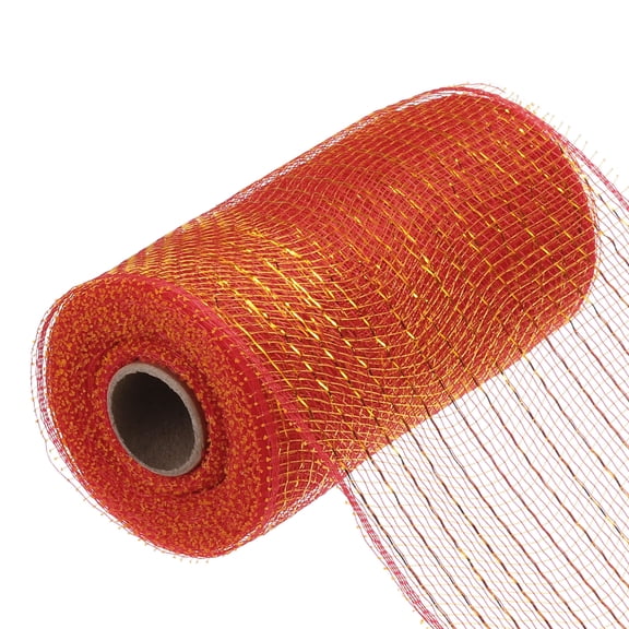 Uxcell 6 Inch Glitter Poly Burlap Mesh for Wreath Ribbon 10 Yard Red & Yellow