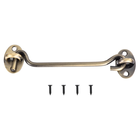 Uxcell 6 inch Hook and Eye Latch Barn Door Lock Stainless Steel, Bronze Tone