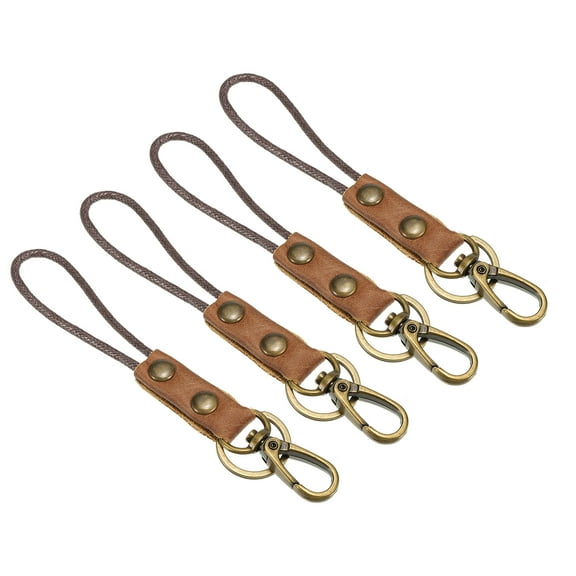 Uxcell 6 Inch Leather Lanyard Leather Rope Wristlet Bracelet Keychain Wrist Strap Brown 4 Pack