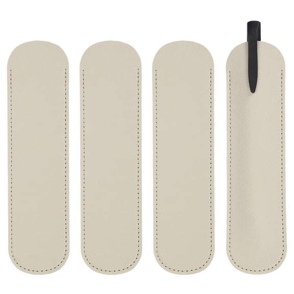 Uxcell 6 Inch Pen Sleeve, 4 Pcs PU Leather Protective Cover Holder for Office Ballpoint Pencils, Gray