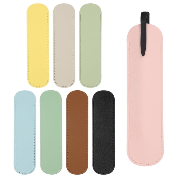 Uxcell 6 Inch Pen Sleeve, 8 Pcs PU Leather Protective Cover Holder for Office Ballpoint Pencils, 8 Colors