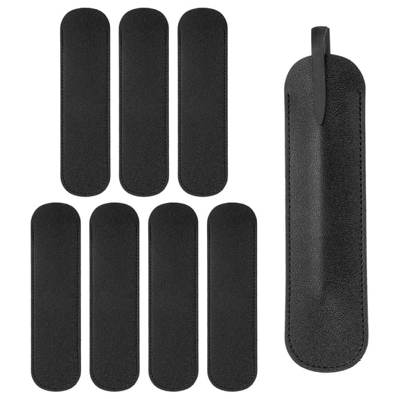 Uxcell 6 Inch Pen Sleeve, 8 Pcs PU Leather Protective Cover Holder for Office Ballpoint Pencils, Black