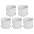 thumbnail image 1 of Uxcell 6 Inch Plastic Plant Pots Flower Planters with Drainage Holes and Tray, White 5 Pack, 1 of 6