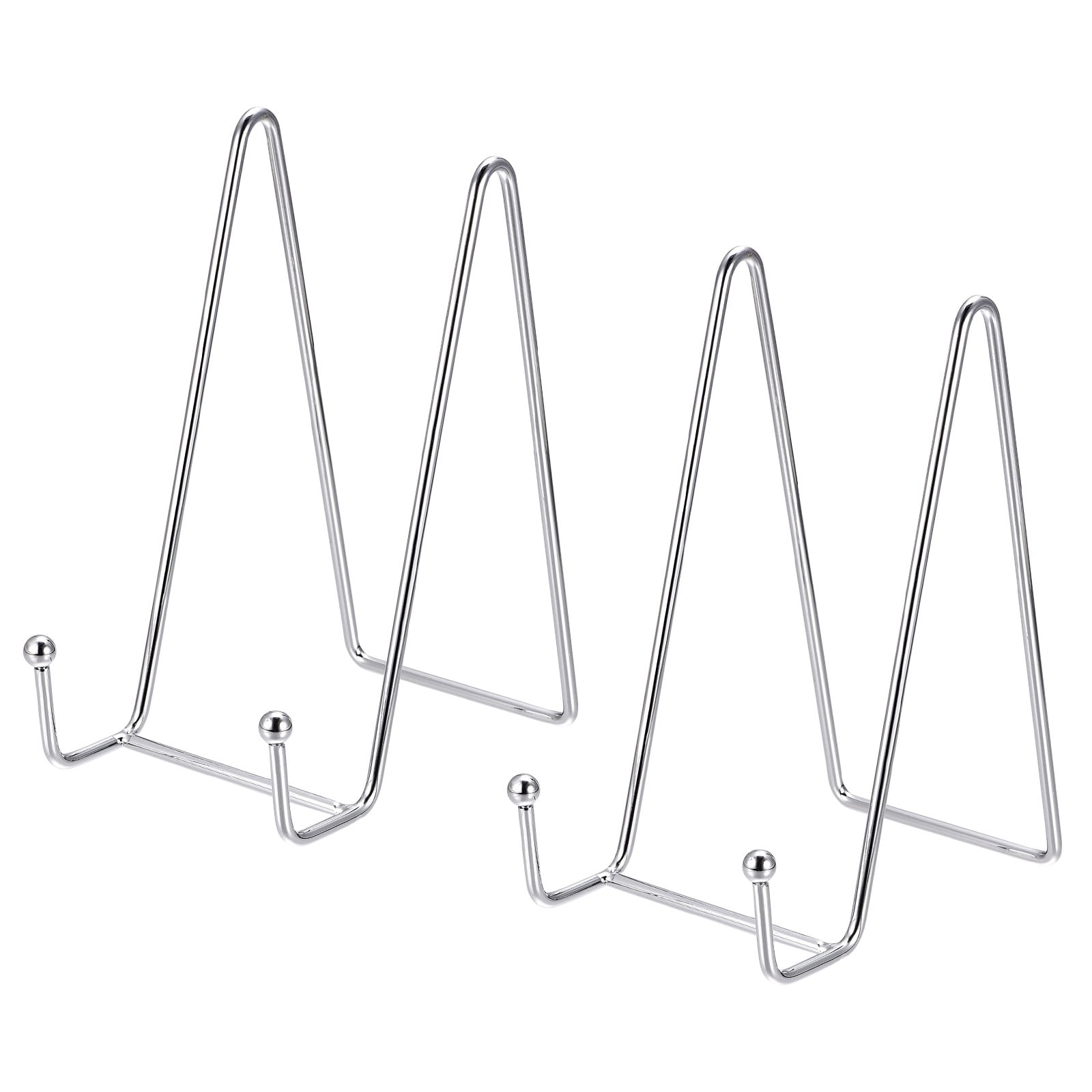 Uxcell 6 Inch Plate Stands for Display, Iron Easel Holder Silver Tone