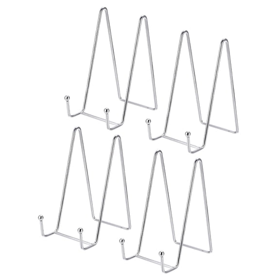 Uxcell 6 Inch Plate Stands for Display, Iron Easel Holder Silver Tone for Picture Frame 4 Pack