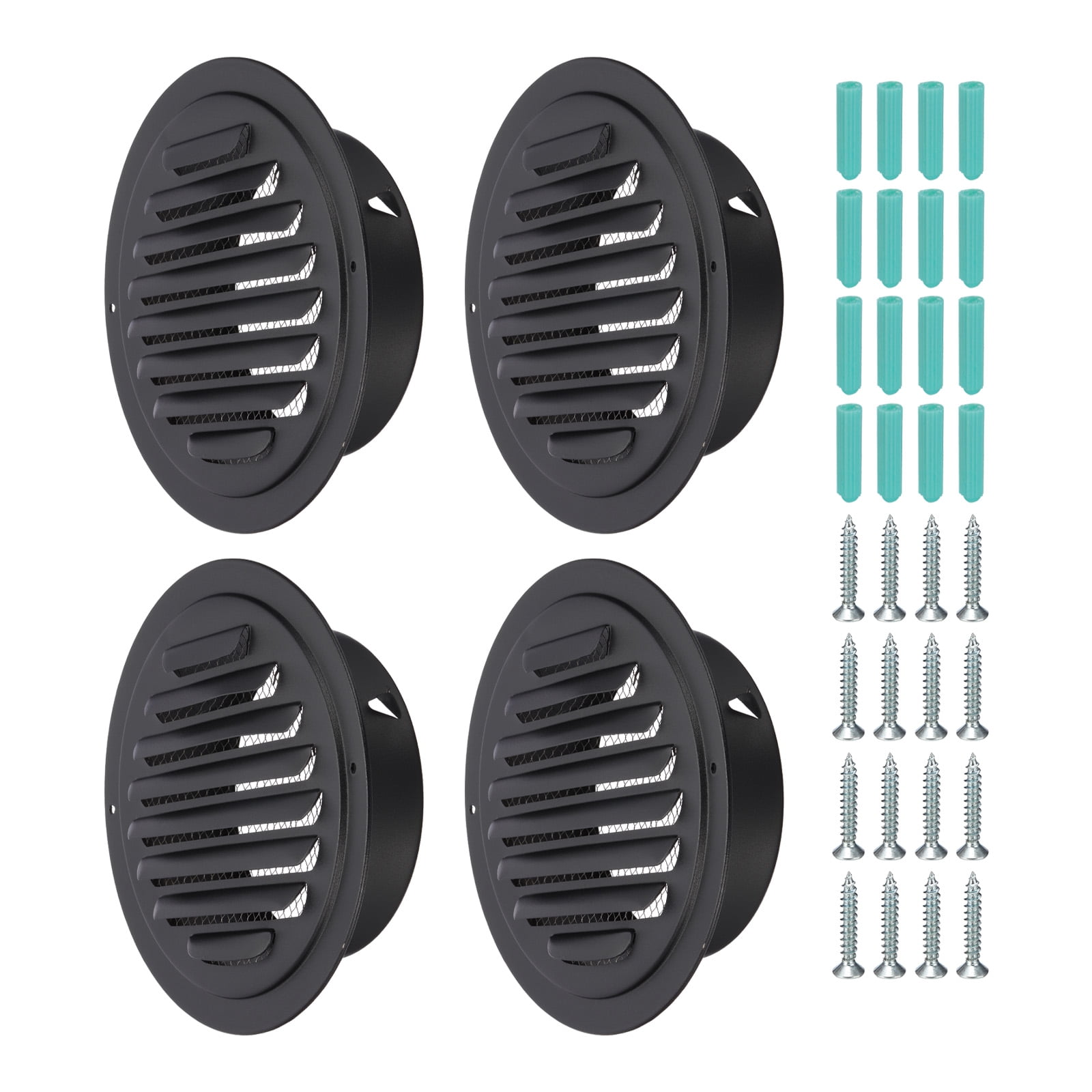 Uxcell Round Air Vents, Outlet Vents Cover 304 Stainless Steel Louver Grille Black 6 Inch