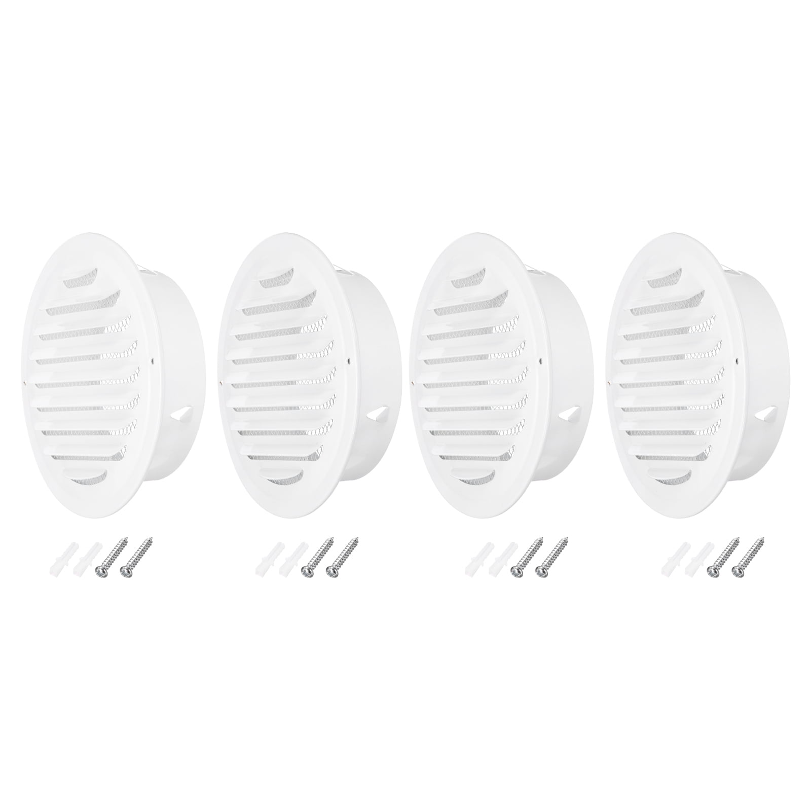 Uxcell 6 Inch Round Soffit Vent, 4Pcs Stainless Steel Wall Vent Grille Cover Exterior Exhaust Louvered Vent, White