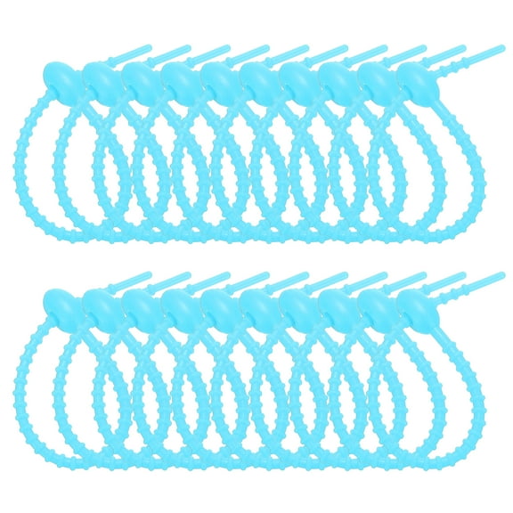 Uxcell 6 Inch Silicone Cable Ties, 20pcs Rubber Reusable Twist Zip Ties Organizer for Home Office Kitchen Food bags Wires Adjustable Bag Clip, Lake Blue