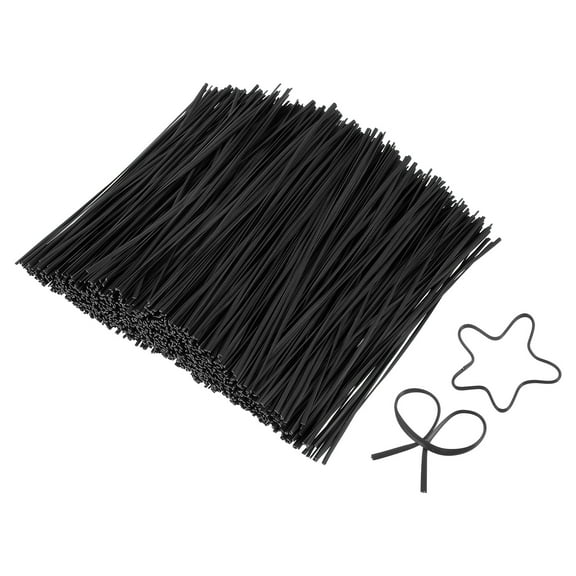 Uxcell 6 Inch Twist Ties, Metallic Twist Ties, Reusable Plastic Coated Twist Ties for Bakery, Candy Bags, Coffee Bags, Goodie Bags, 1200 Pack, Black