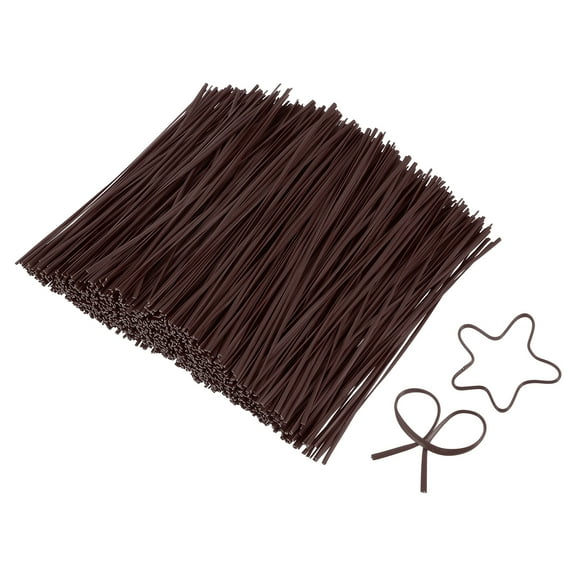Uxcell 6 Inch Twist Ties, Metallic Twist Ties, Reusable Plastic Coated Twist Ties for Bakery, Candy Bags, Coffee Bags, Goodie Bags, 1200 Pack, Brown