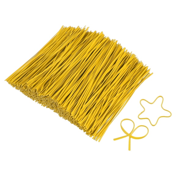 Uxcell 6 Inch Twist Ties, Metallic Twist Ties, Reusable Plastic Coated Twist Ties for Bakery, Candy Bags, Coffee Bags, Goodie Bags, 1200 Pack, Yellow