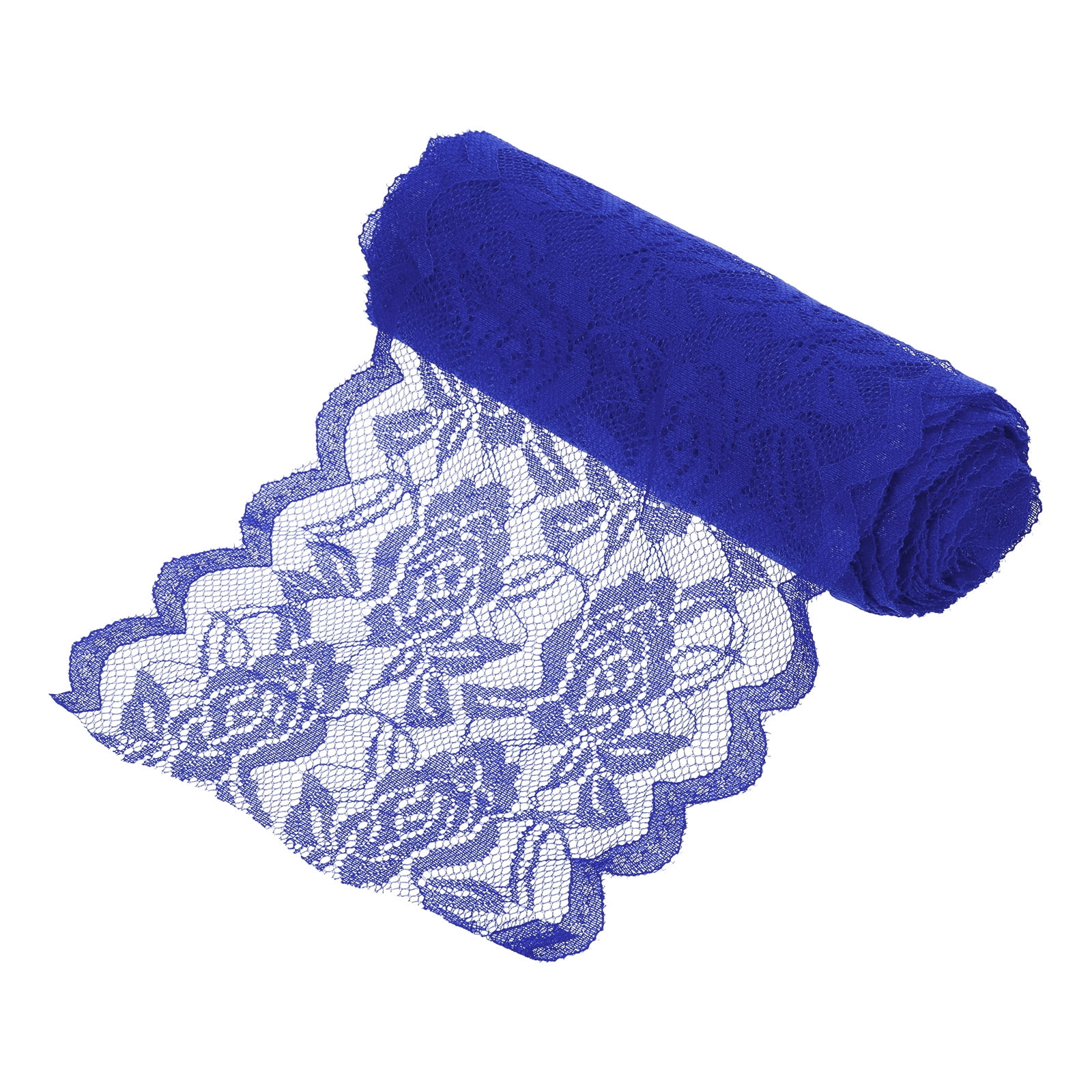 Uxcell 6 Inch Wide 11 Yard Lace Ribbon Floral Pattern Dark Blue Lace Trim Ribbon for Sewing