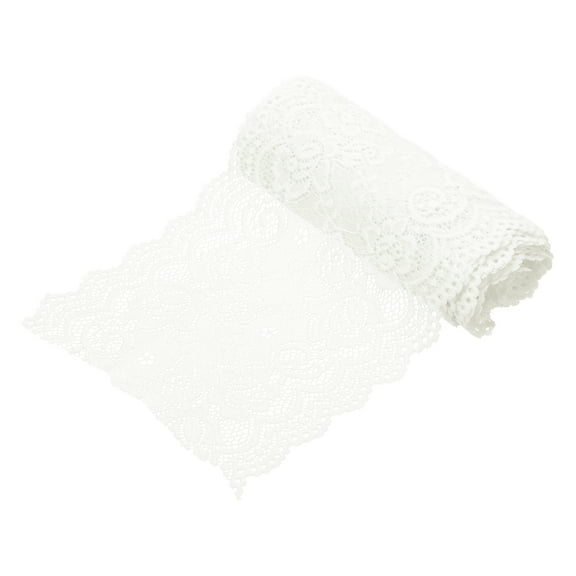 Uxcell 5.9 inch Wide Polyester Floral Pattern Lace Trim Ribbon for Sewing Making White 3 Yard