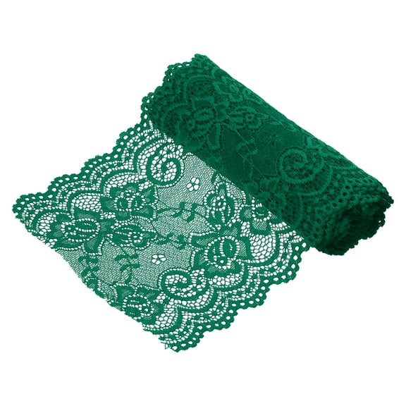 Uxcell 5.9 inch Wide Polyester Floral Pattern Lace Trim Ribbon for Sewing Making Green 3 Yard