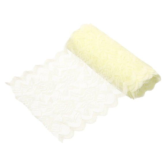 Uxcell 6 Inch Wide 5 Yard Elastic Lace Ribbon, Stretch Floral Pattern Lace Trim Embroidered Fabric for Sewing Making and DIY Crafts Gift Wrapping Bouquets Wedding Decor(Beige)