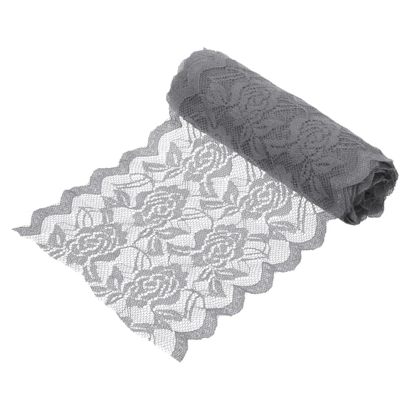 Uxcell 6 Inch Wide 5 Yard Elastic Lace Ribbon, Stretch Floral Pattern Lace Trim Embroidered Fabric for Sewing Making and DIY Crafts Gift Wrapping Bouquets Wedding Decor(Grey)