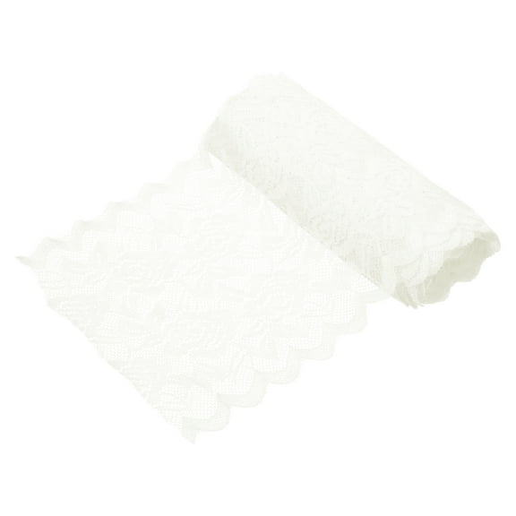 Uxcell 6 Inch Wide 5 Yard Elastic Lace Ribbon, Stretch Floral Pattern Lace Trim Embroidered Fabric for Sewing Making and DIY Crafts Gift Wrapping Bouquets Wedding Decor(Light White)