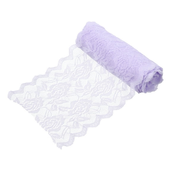 Uxcell 6 Inch Wide 5 Yard Elastic Lace Ribbon, Stretch Floral Pattern Lace Trim Embroidered Fabric for Sewing Making and DIY Crafts Gift Wrapping Bouquets Wedding Decor(Light Purple)