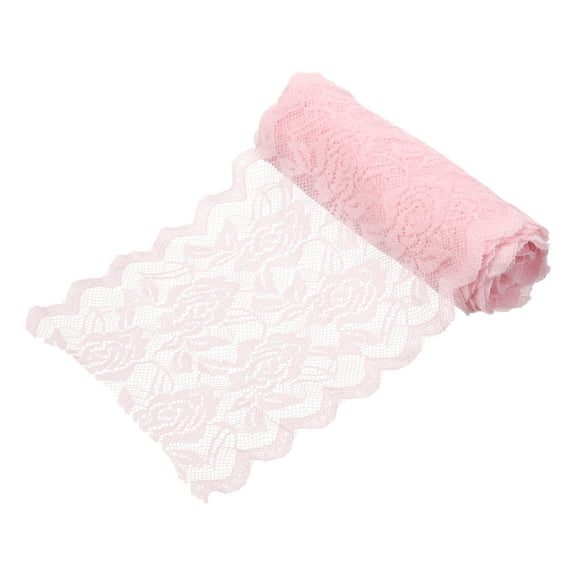 Uxcell 6 Inch Wide 5 Yard Elastic Lace Ribbon, Stretch Floral Pattern Lace Trim Embroidered Fabric for Sewing Making and DIY Crafts Gift Wrapping Bouquets Wedding Decor(Pink)