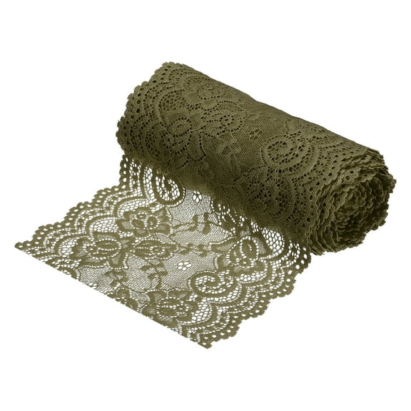Uxcell 5.9 inch Wide Polyester Floral Pattern Lace Trim Ribbon for Sewing Making Army Green 5 Yard