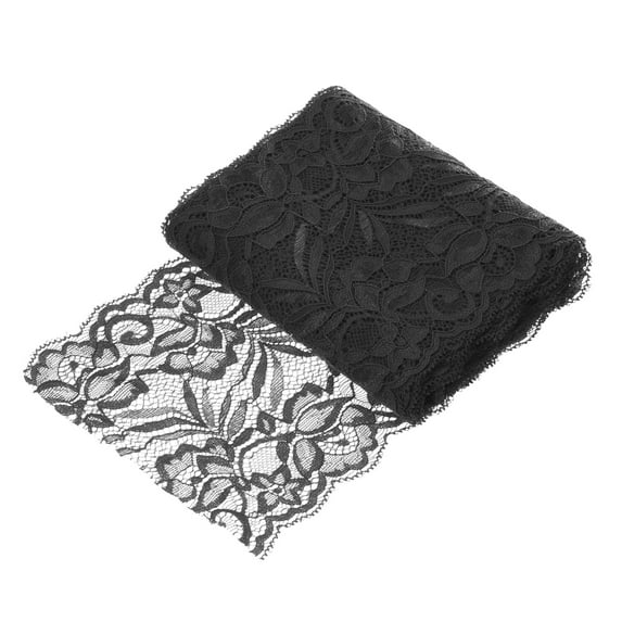 Uxcell 6" Wide 5 Yard Lace Ribbon Floral Pattern Black Lace Trim Ribbon