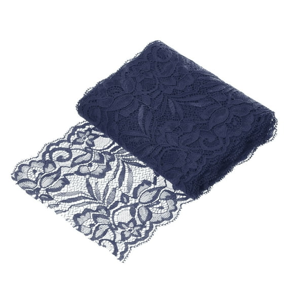 Uxcell 6" Wide 5 Yard Lace Ribbon Floral Pattern Dark Blue Lace Trim Ribbon