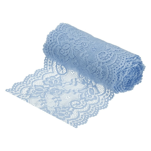 Uxcell 5.9 inch Wide Polyester Floral Pattern Lace Trim Ribbon for Sewing Making Light Blue 5 Yard