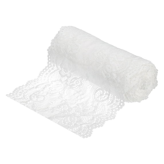 Uxcell 5.9 inch Wide Polyester Floral Pattern Lace Trim Ribbon for Sewing Making Light White 5 Yard