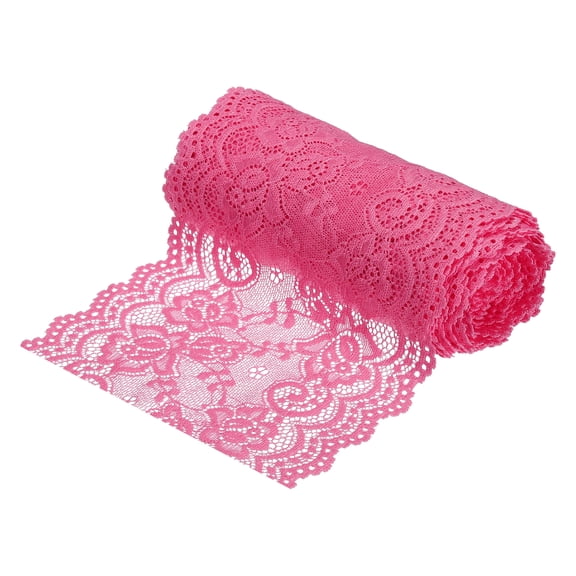Uxcell 5.9 inch Wide Polyester Floral Pattern Lace Trim Ribbon for Sewing Making Rose Red 5 Yard