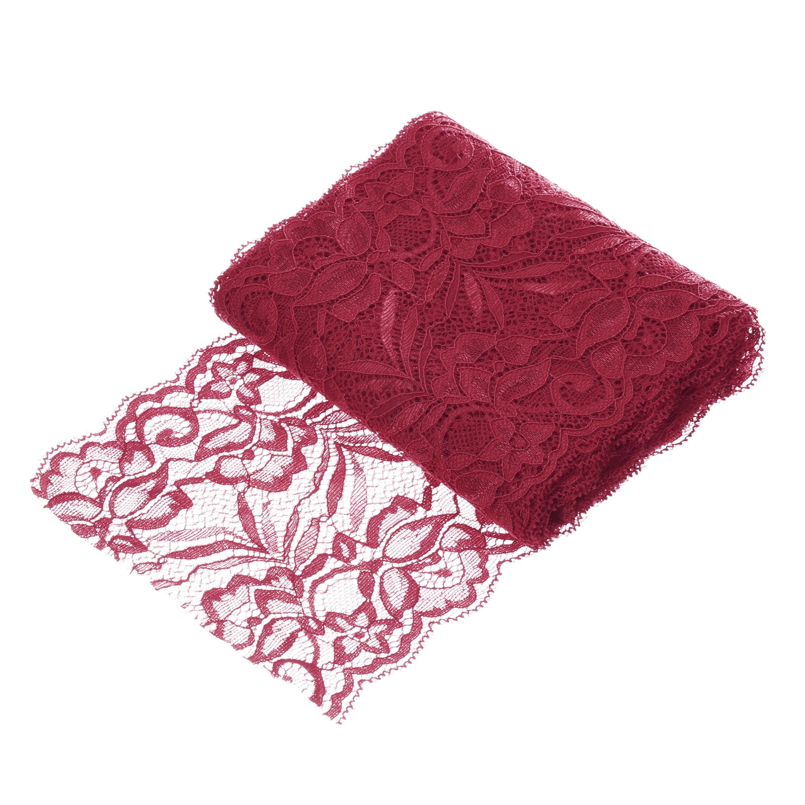 Uxcell 6 Inch Wide 5 Yard Lace Ribbon Floral Pattern Wine Red Lace Trim ...