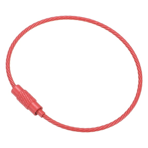 Uxcell 6 Inch Wire Keychain Cable Titanium Steel Key Ring Loop for Outdoor Hiking, Red, 10 Pack