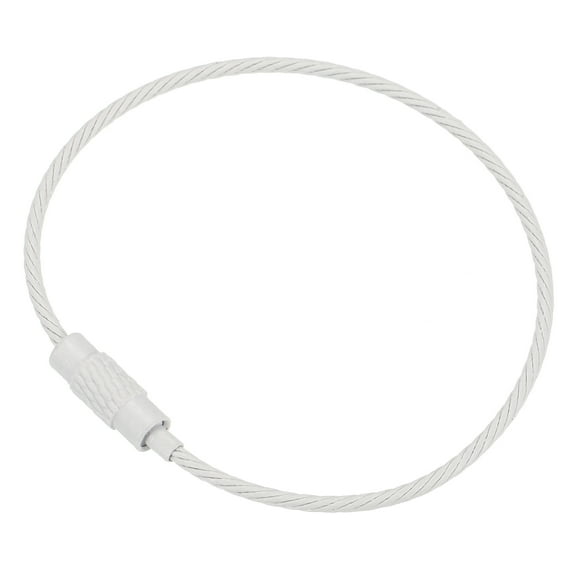Uxcell 6 Inch Wire Keychain Cable Titanium Steel Key Ring Loop for Outdoor Hiking, White, 10 Pack