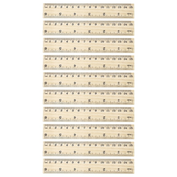 Uxcell 6 Inch Wooden Rulers, 24Pcs Drafting Ruler Measuring Drafting Tools with Centimeters and Inches for Office Home Teacher Drawing Supplies, Wood