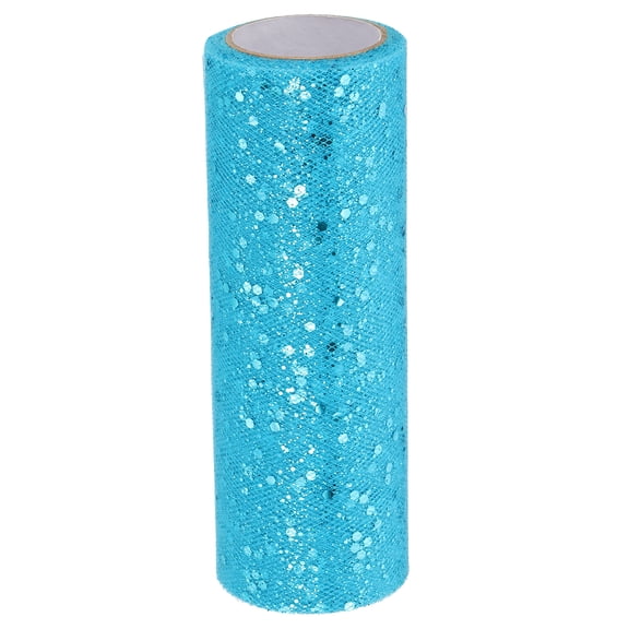 Uxcell Tulle Fabric Rolls, Fabric Spool Tulle Sparkling Ribbon Netting Sequin for DIY Tutu Skirts Crafts Wedding Lake Blue