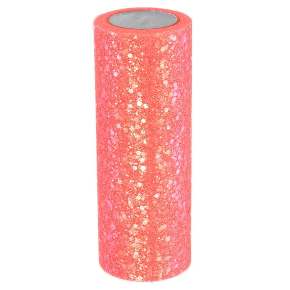 Uxcell Tulle Fabric Rolls, Fabric Spool Tulle Sparkling Ribbon Netting Sequin for DIY Tutu Skirts Crafts Wedding Orange-red