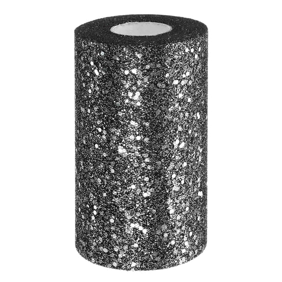 Uxcell Tulle Fabric Rolls, Fabric Spool Tulle Sparkling Ribbon Netting Sequin for DIY Tutu Skirts Crafts Wedding Black-silver