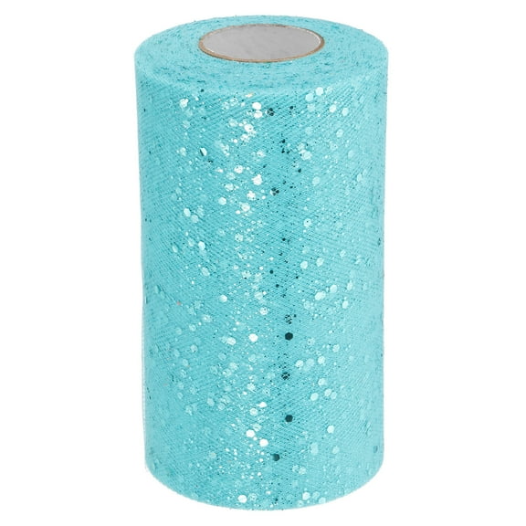 Uxcell Tulle Fabric Rolls, Fabric Spool Tulle Sparkling Ribbon Netting Sequin for DIY Tutu Skirts Crafts Wedding Teal Blue