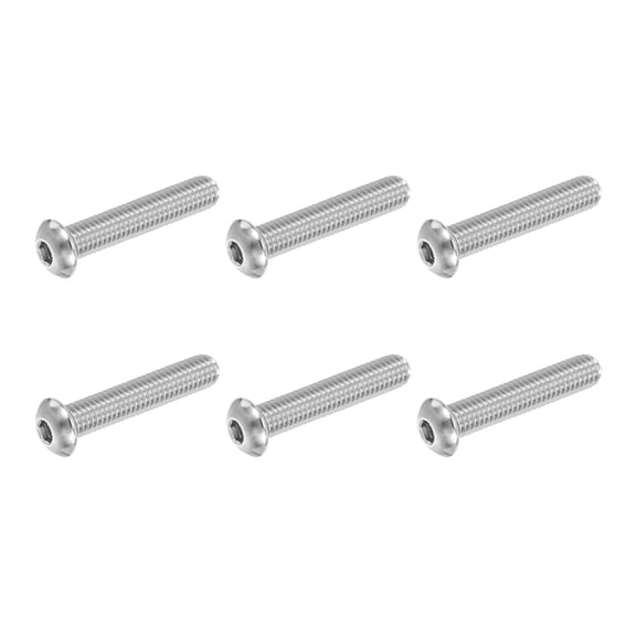 Uxcell 6 PCS 3/8-16 UNC x 2 Inch Button Head Socket Cap Screw Hex Bolt Silver
