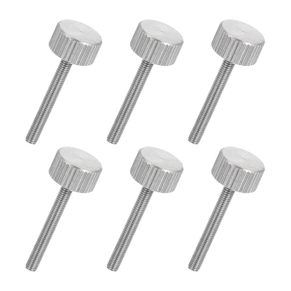 Uxcell 6 PCS M3 x 25mm Flat Knurled Head Thumb Screws,304 Stainless Steel Fully Threaded Thumbscrew Bolts Fasteners for Home Appliances Lighting and Industry