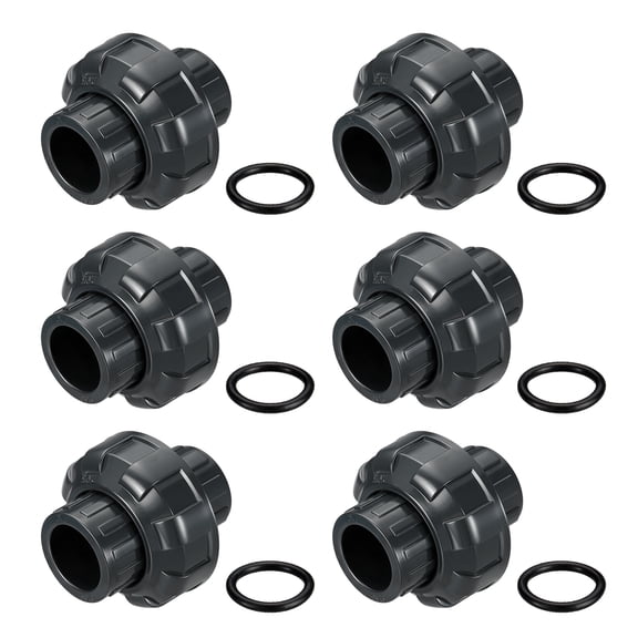 Uxcell 6 Pack 1 1/4 Inch PVC Union Coupling Pipe Fitting, Slip Union Straight Adapter - for Pumps/Filters/Indoor Plumbing Project/Irrigation, SCH 80-EPDM O-Ring Furniture Grade PVC Fittings