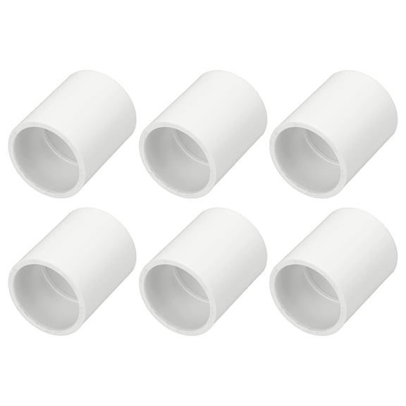Uxcell 6-Pack 1 Inch PVC Pipe Fitting Pipe Coupling Adapter, Sch40 Slip Socket Connectors for Industrial Use [Socket x Socket, White]