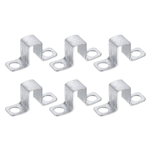 Uxcell 6 Pack 13x25 mm U Shaped Connector Bracket, Square Tube Strap Clamp Galvanized Steel Pipe Clamp Wood Deck Fence Post Tie for Water Pipes Stairs Railing Installation, Silver