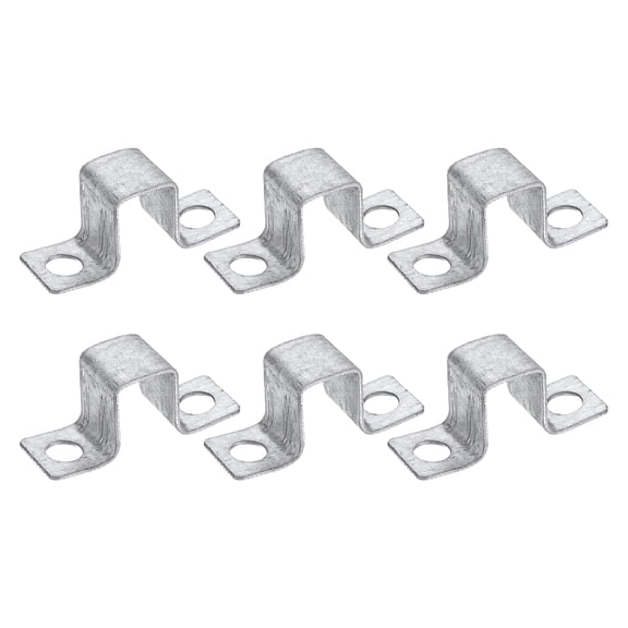 Uxcell 6 Pack 16x25 mm U Shaped Connector Bracket, Square Tube Strap Clamp Galvanized Steel Pipe Clamp Wood Deck Fence Post Tie for Water Pipes Stairs Railing Installation, Silver