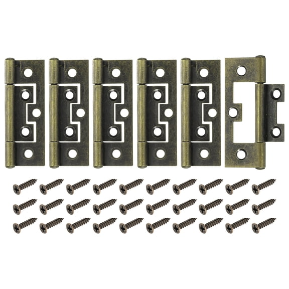 Uxcell 6 Pack 2.6" x 1.4" Non Mortise Butterfly Hinge, Removable Loose Pin Hinge, Iron Cabinet Hinges with Mounting Screws for Doors, Windows, Furniture, Mobile Home/RV, Bronze