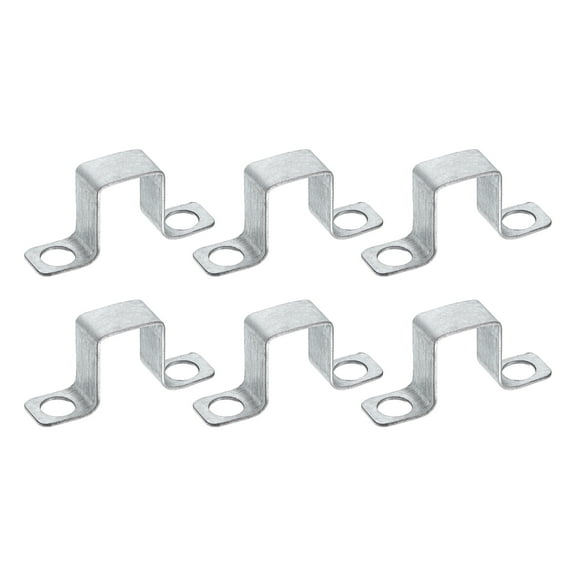 Uxcell 6 Pack 23x30 mm U Shaped Connector Bracket, Square Tube Strap Clamp Galvanized Steel Pipe Clamp Wood Deck Fence Post Tie for Water Pipes Stairs Railing Installation, Silver