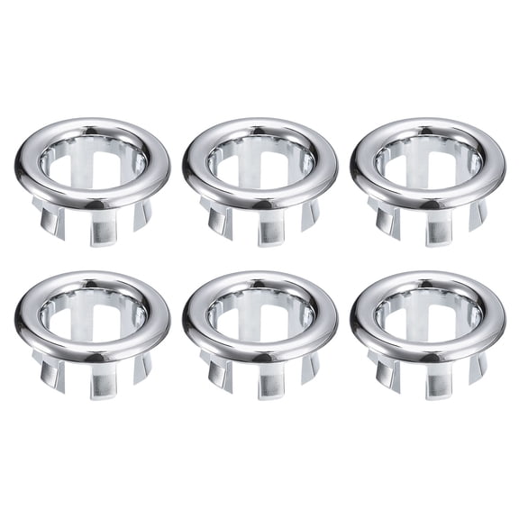 Uxcell 6 Pack 24mm Sink Trim Overflow Cover Rings Hole Insert in Round Caps Silver